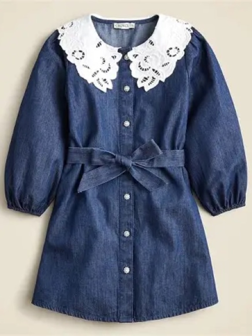 Crewcuts Girls eyelet collar dress in chambray (8) 100% cotton